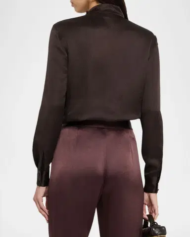 Gabriela Hearst Marcela Cowl-Neck Textured Silk Long-Sleeve Top | Thumbnail 2 Gabriela Hearst Marcela Cowl-Neck Textured Silk Long-Sleeve Top | Thumbnail 2