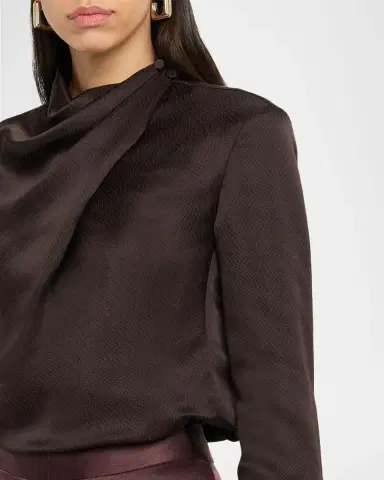 Gabriela Hearst Marcela Cowl-Neck Textured Silk Long-Sleeve Top | Thumbnail 4 Gabriela Hearst Marcela Cowl-Neck Textured Silk Long-Sleeve Top | Thumbnail 4