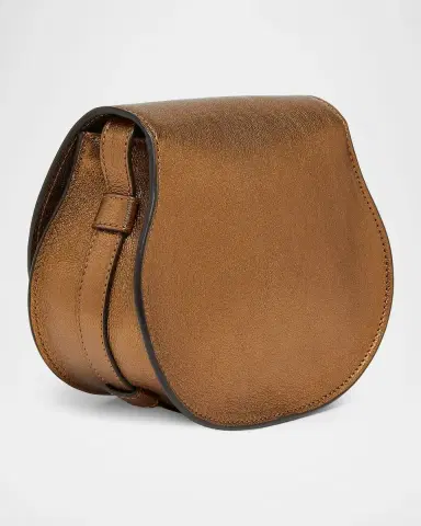 Chloé Marcie Small Saddle Crossbody Bag in Metallic Leather | Thumbnail 3 Chloé Marcie Small Saddle Crossbody Bag in Metallic Leather | Thumbnail 3