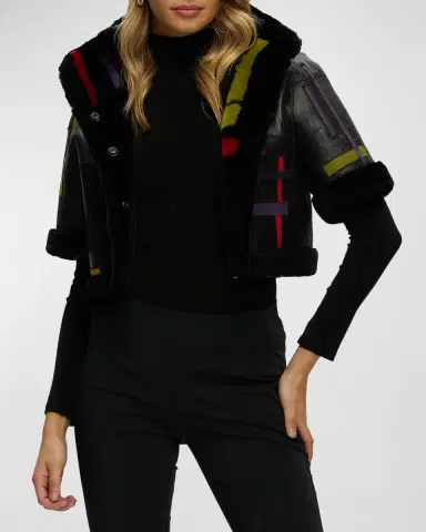 Gorski Reversible Abstract Shearling Lamb Bolero Jacket | Thumbnail 2