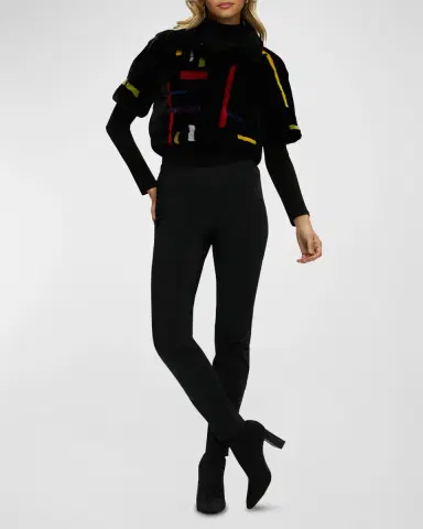 Gorski Reversible Abstract Shearling Lamb Bolero Jacket | Thumbnail 3