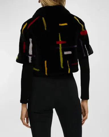 Gorski Reversible Abstract Shearling Lamb Bolero Jacket | Thumbnail 4