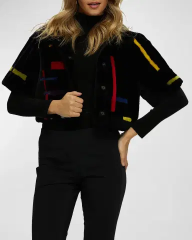 Gorski Reversible Abstract Shearling Lamb Bolero Jacket | Thumbnail 5