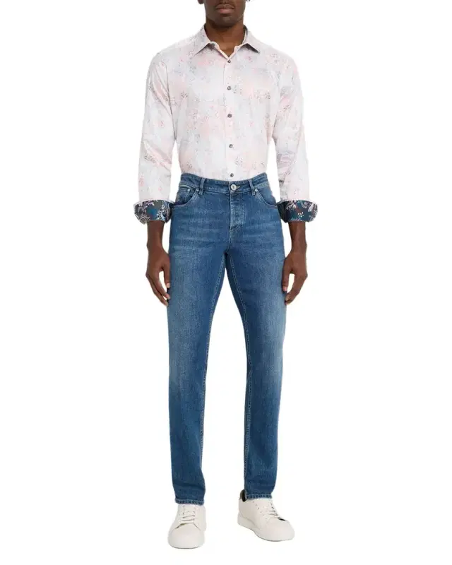 Men 's Addington Stretch Satin Paisley Button-Down Shirt