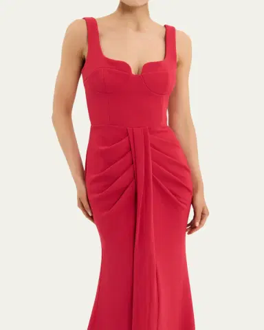 Rebecca Vallance Zarya Sleeveless Draped Mermaid Gown | Thumbnail 4