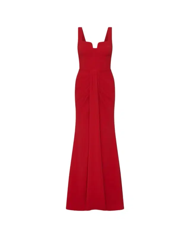 REBECCA VALLANCE Zarya Sleeveless Draped Mermaid Gown