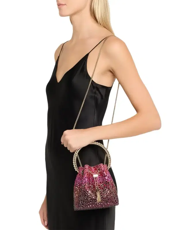 Jimmy Choo Bon Bon Ombre Crystal Top-Handle Bucket Bag