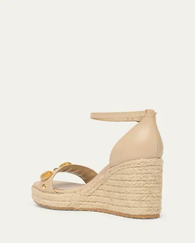 Gianvito Rossi 70mm Embellished Leather Espadrille Wedge Sandals | Thumbnail 2