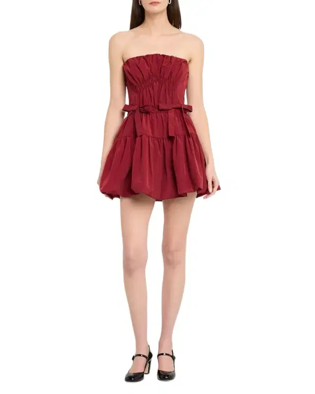 Kamilla Strapless Taffeta Bow Mini Dress