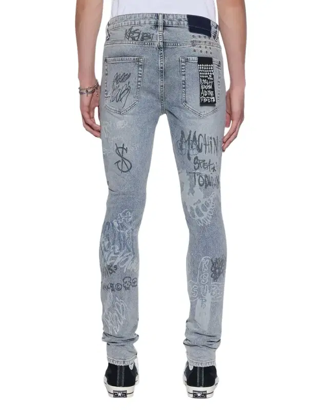 Men 's Van Winkle Graffiti Print Skinny Jeans
