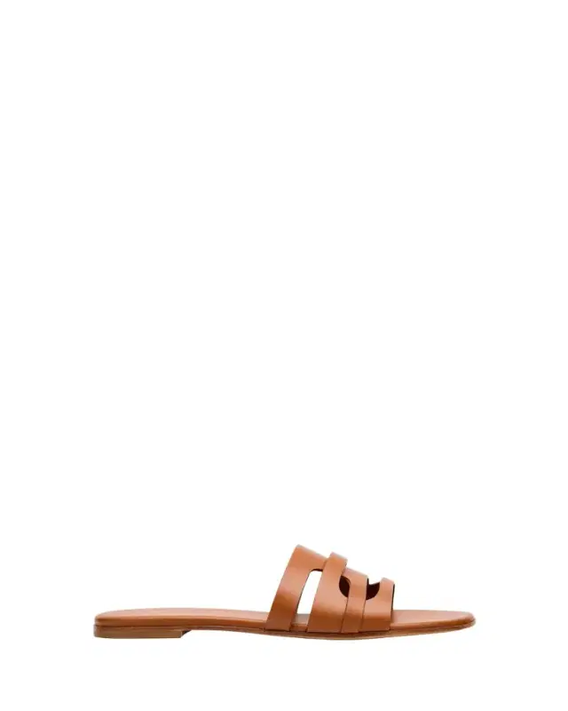 Calfskin Leather Flat Slide Sandals