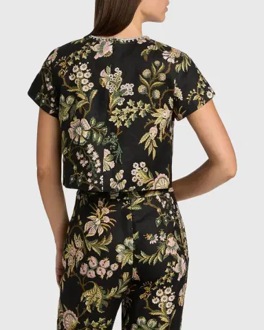 Cara Cara Hudson Short-Sleeve Jeweled Linen Top | Thumbnail 2 Cara Cara Hudson Short-Sleeve Jeweled Linen Top | Thumbnail 2