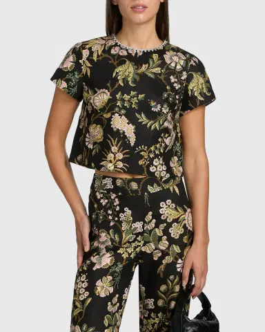 Cara Cara Hudson Short-Sleeve Jeweled Linen Top | Thumbnail 3 Cara Cara Hudson Short-Sleeve Jeweled Linen Top | Thumbnail 3