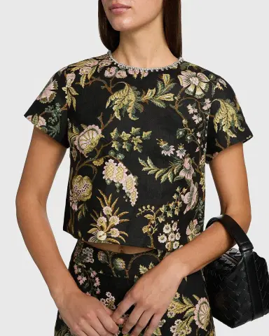 Cara Cara Hudson Short-Sleeve Jeweled Linen Top | Thumbnail 4 Cara Cara Hudson Short-Sleeve Jeweled Linen Top | Thumbnail 4