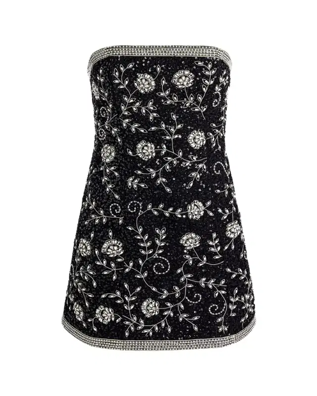 ALICE + OLIVIA Katia Embellished Strapless Mini Dress
