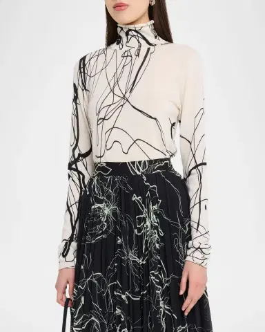 Jason Wu Collection Scribble-Print Turtleneck Wool Sweater | Thumbnail 3 Jason Wu Collection Scribble-Print Turtleneck Wool Sweater | Thumbnail 3