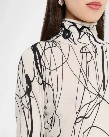 Jason Wu Collection Scribble-Print Turtleneck Wool Sweater | Thumbnail 4 Jason Wu Collection Scribble-Print Turtleneck Wool Sweater | Thumbnail 4