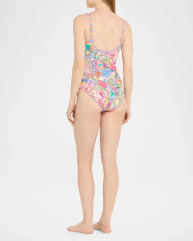 Johnny Was Paisley Floral Zip Tank One-Piece Swimsuit | Thumbnail 2 Johnny Was Paisley Floral Zip Tank One-Piece Swimsuit | Thumbnail 2