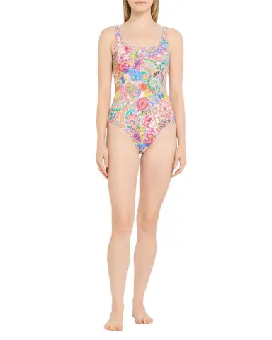 Johnny Was Paisley Floral Zip Tank One-Piece Swimsuit | Thumbnail 1 Johnny Was Paisley Floral Zip Tank One-Piece Swimsuit | Thumbnail 1