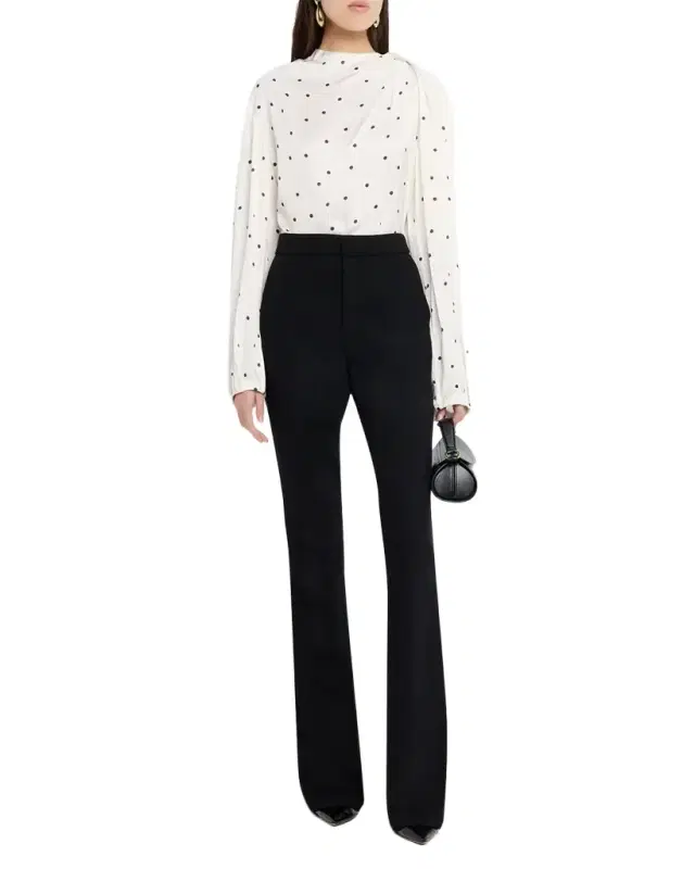 Blaire Polka-Dot Satin Blouse
