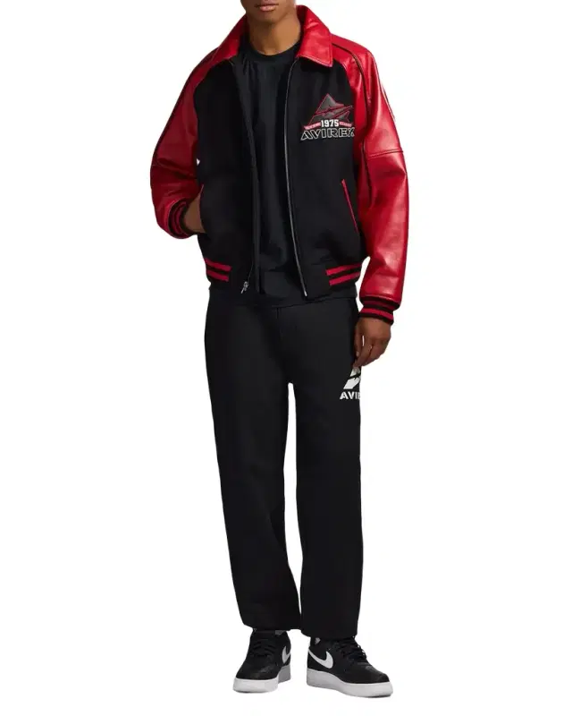 Men 's Classic Wool Leather Varsity Jacket