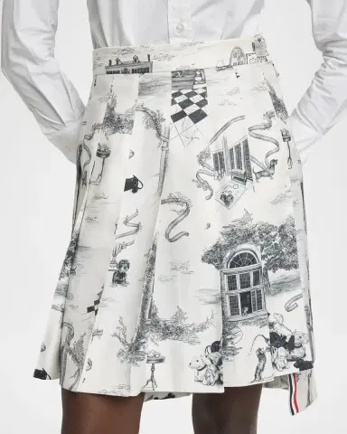 Thom Browne Hector Toile Pleated Silk Twill Mini Skirt | Thumbnail 5 Thom Browne Hector Toile Pleated Silk Twill Mini Skirt | Thumbnail 5