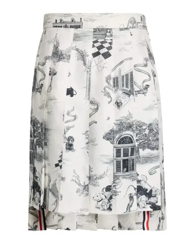Hector Toile Pleated Silk Twill Mini Skirt