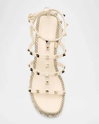 Valentino Garavani 95mm Rockstud Leather Wedge Espadrille Sandals | Thumbnail 5 Valentino Garavani 95mm Rockstud Leather Wedge Espadrille Sandals | Thumbnail 5
