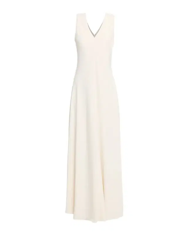 Monili V-Neck Sleeveless Crepe Cady Maxi Dress