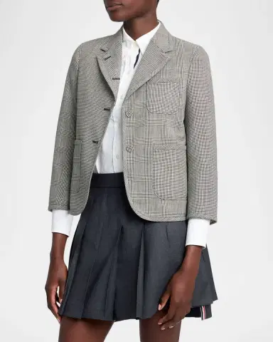 Thom Browne Fit 2 Multi-Check Crop Single-Breasted Sport Coat | Thumbnail 3 Thom Browne Fit 2 Multi-Check Crop Single-Breasted Sport Coat | Thumbnail 3