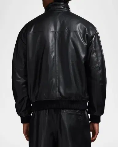 Avirex Men's Reversible Nylon to Napa Leather Track Jacket | Thumbnail 2 Avirex Men's Reversible Nylon to Napa Leather Track Jacket | Thumbnail 2