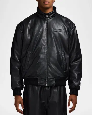 Avirex Men's Reversible Nylon to Napa Leather Track Jacket | Thumbnail 3 Avirex Men's Reversible Nylon to Napa Leather Track Jacket | Thumbnail 3