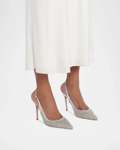Gianvito Rossi 95mm Itaca Metallic Leather and Mesh Slingback Pumps | Thumbnail 4 Gianvito Rossi 95mm Itaca Metallic Leather and Mesh Slingback Pumps | Thumbnail 4