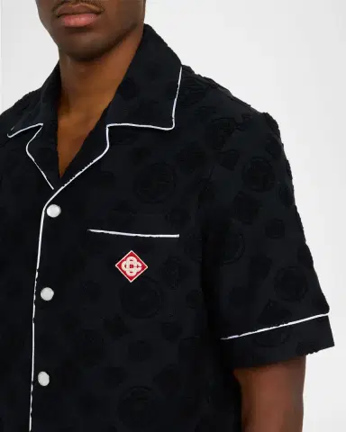 Casablanca Men's Towelling Monogram Short-Sleeve Shirt | Thumbnail 4 Casablanca Men's Towelling Monogram Short-Sleeve Shirt | Thumbnail 4
