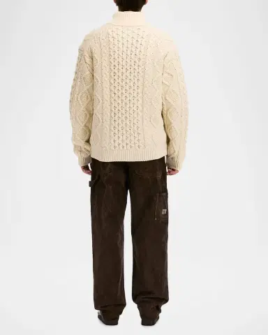 vowels Men's Cable-Knit Zip-Up | Thumbnail 2