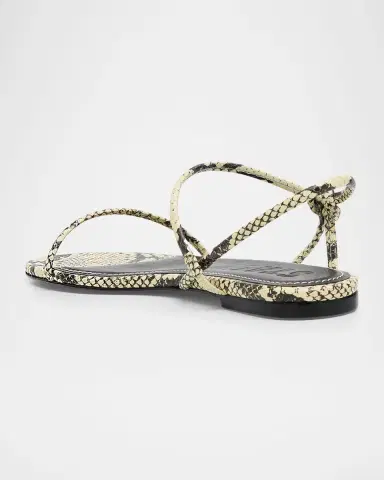 Staud Laurel Snake-Embossed Leather Flat Sandals | Thumbnail 3