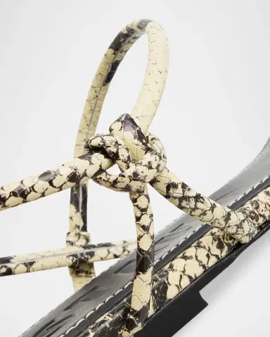 Staud Laurel Snake-Embossed Leather Flat Sandals | Thumbnail 4