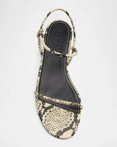 Staud Laurel Snake-Embossed Leather Flat Sandals | Thumbnail 5
