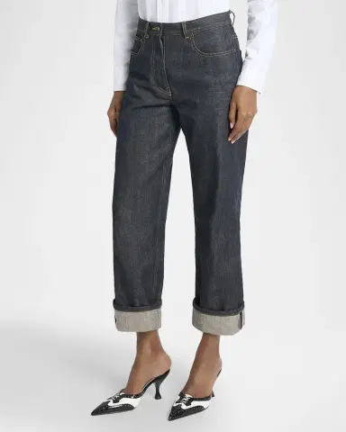 Thom Browne Back-Strap Straight-Leg Cuffed Crop Jeans | Thumbnail 3