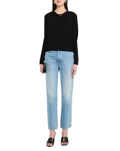 Jason Wu Collection Beaded Satin-Back Wool Cardigan | Thumbnail 1 Jason Wu Collection Beaded Satin-Back Wool Cardigan | Thumbnail 1