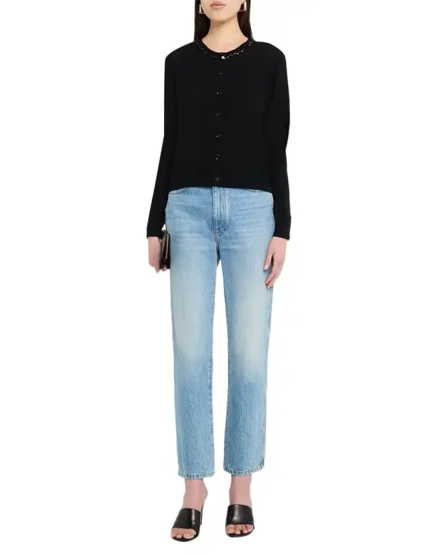 Jason Wu Collection Beaded Satin-Back Wool Cardigan