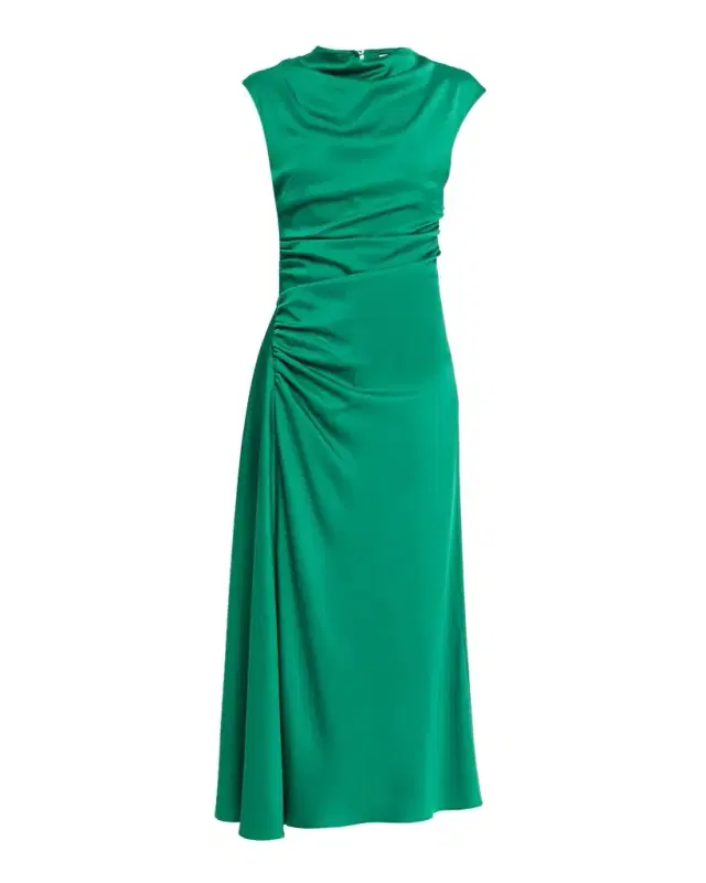 Burke Draped Sleeveless Satin Dress
