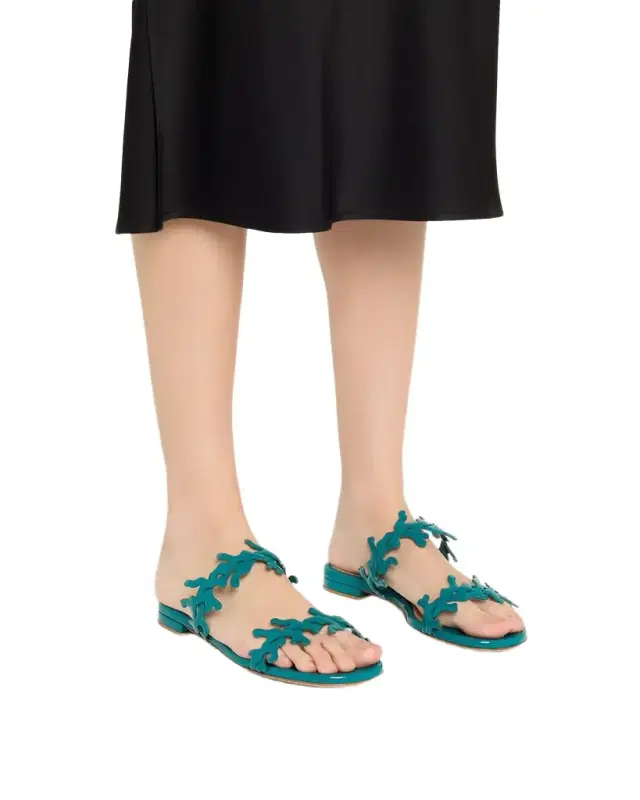 Patent Leather Dual-Strap Flat Sandals