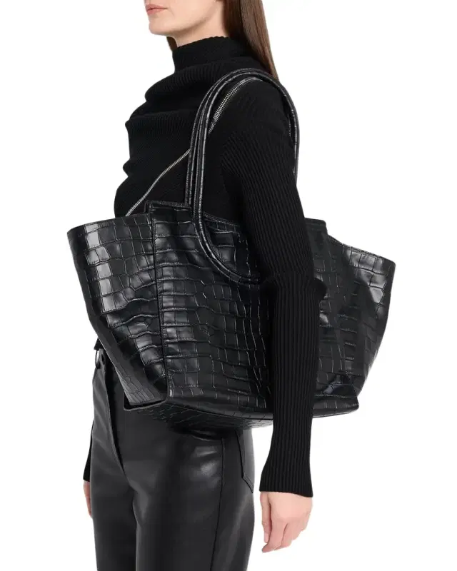 Maude Croc-Embossed Leather Tote Bag