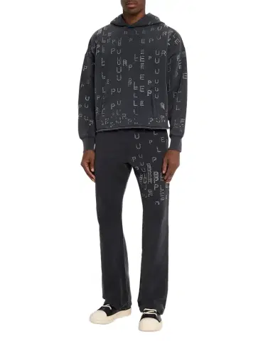 PURPLE Men 's Crystal Sequence Oversized Fleece Hoodie | Thumbnail 1