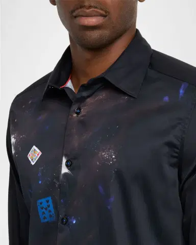 Robert Graham Men's Royal Flush Poker-Print Button-Down Shirt | Thumbnail 4 Robert Graham Men's Royal Flush Poker-Print Button-Down Shirt | Thumbnail 4
