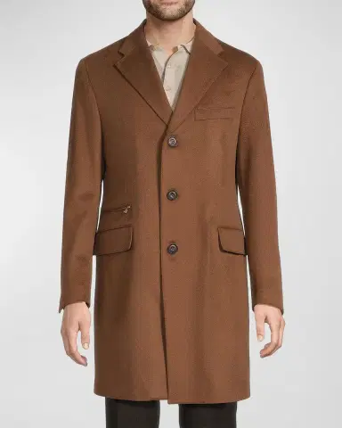 CORNELIANI Men's Virgin Wool Single-Breasted Top Coat with Zip Insert | Thumbnail 6