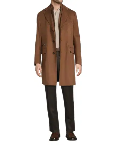 CORNELIANI Men's Virgin Wool Single-Breasted Top Coat with Zip Insert | Thumbnail 1