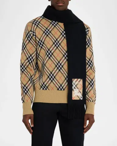 Burberry Men's Check Label Cashmere Scarf | Thumbnail 3 Burberry Men's Check Label Cashmere Scarf | Thumbnail 3
