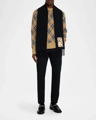 Burberry Men's Check Label Cashmere Scarf | Thumbnail 4 Burberry Men's Check Label Cashmere Scarf | Thumbnail 4